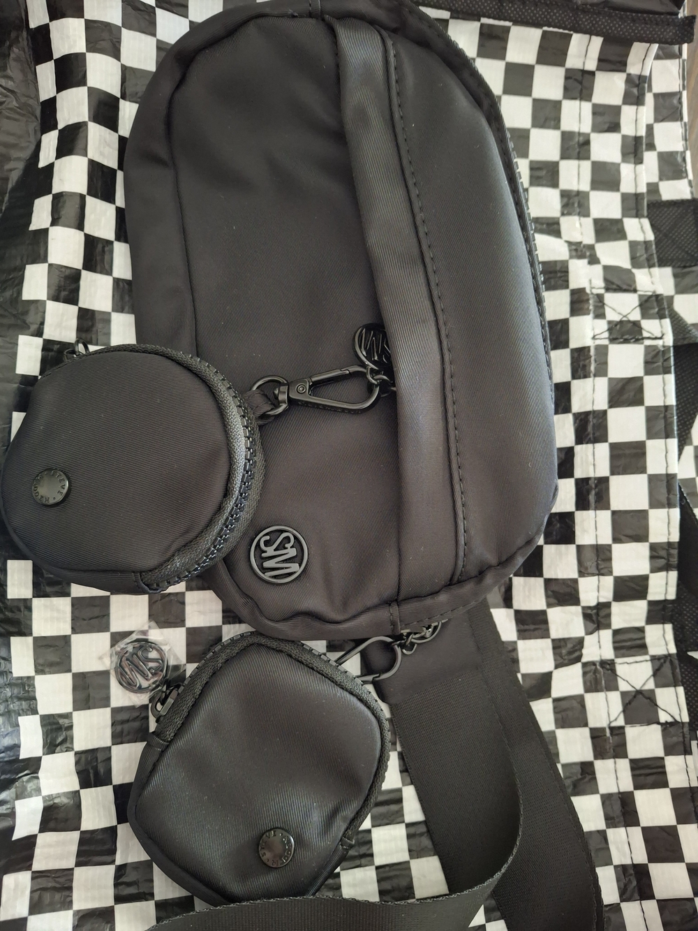 Steve Madden Black Travel Sling Fanny Pack Bag with Removable Pouches